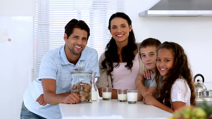 family gathered around cookie jar